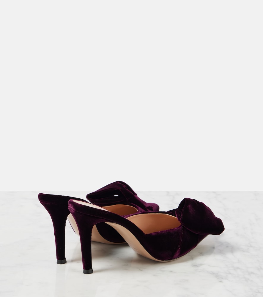85 Bow-Detail Velvet Mules