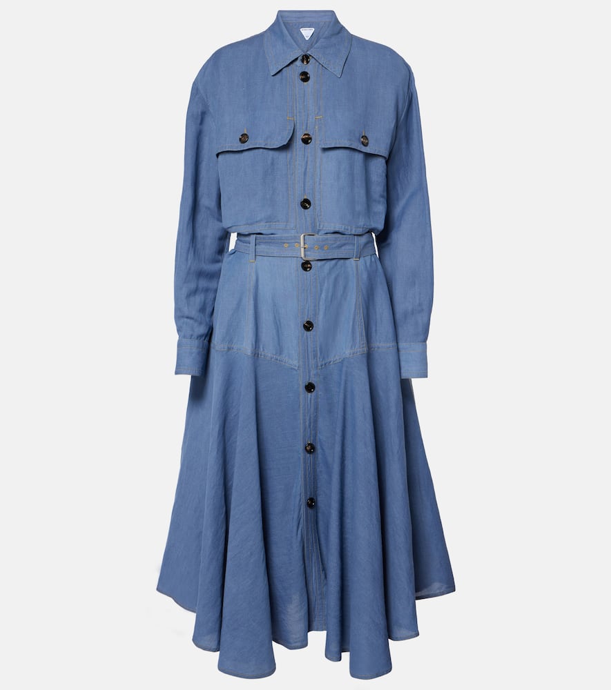 Bottega Veneta Belted Shirt Dress In Blue