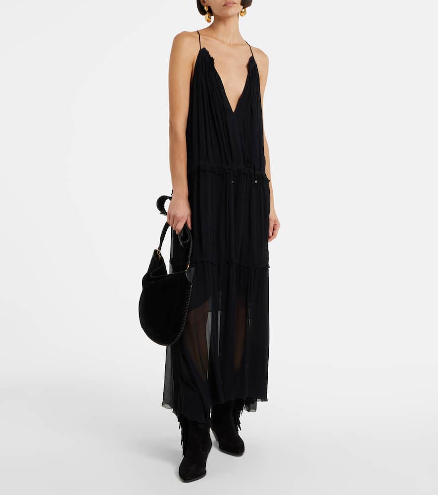 Shop Isabel Marant Étoile Alita Chiffon Midi Dress In Black