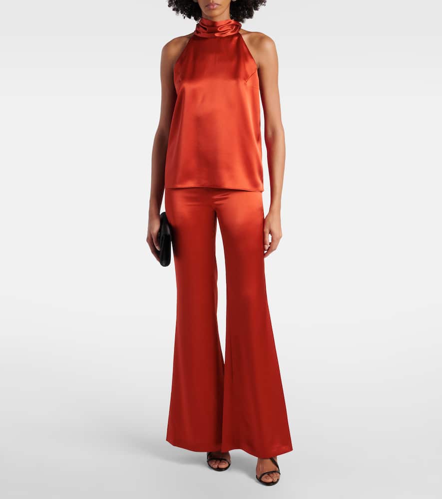 Shop Galvan Atruvia Satin Wide-leg Pants In Red