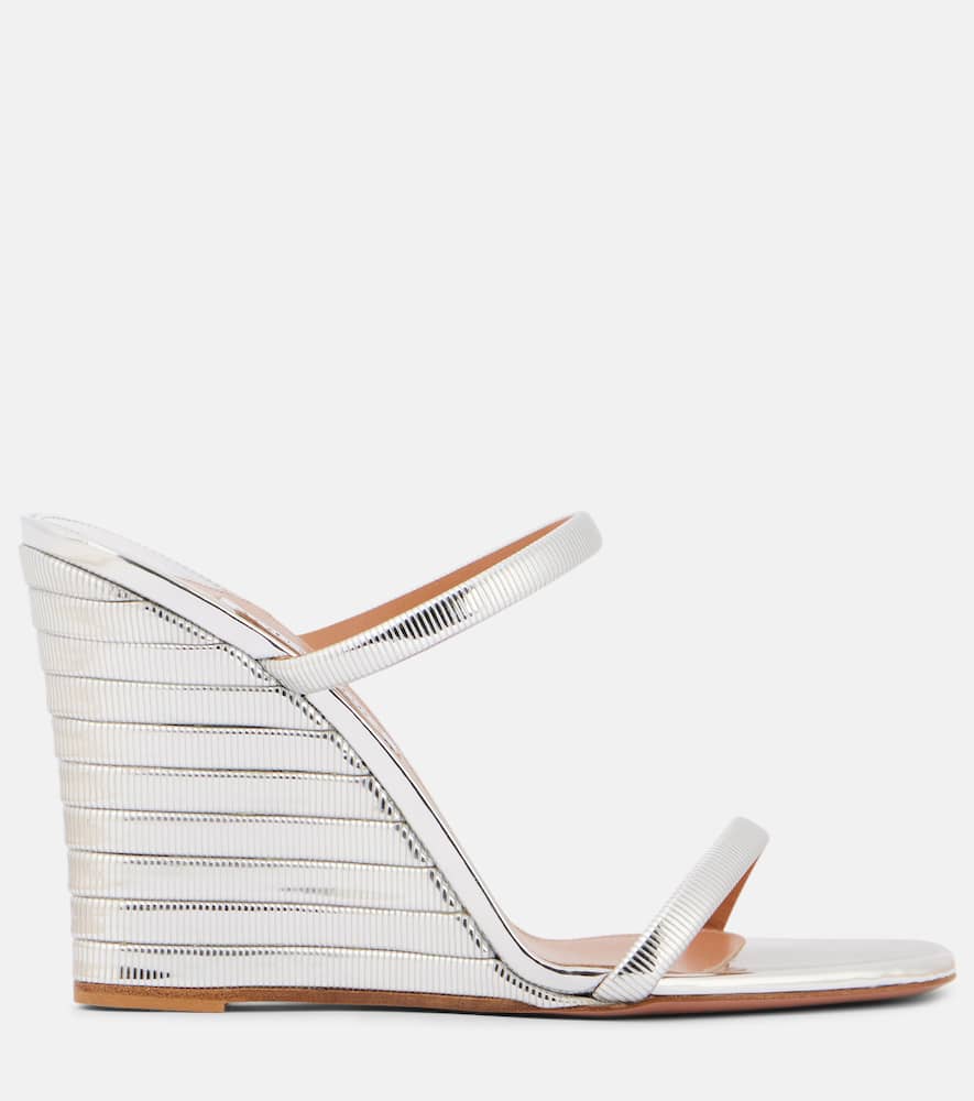 Aquazzura Chain Wedge Sandal 95 In Silver