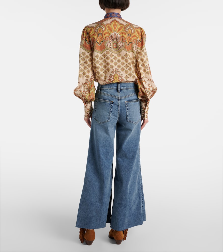 Frame Le Slim Palazzo Bardot Pocket Wide Leg Jeans In Blau