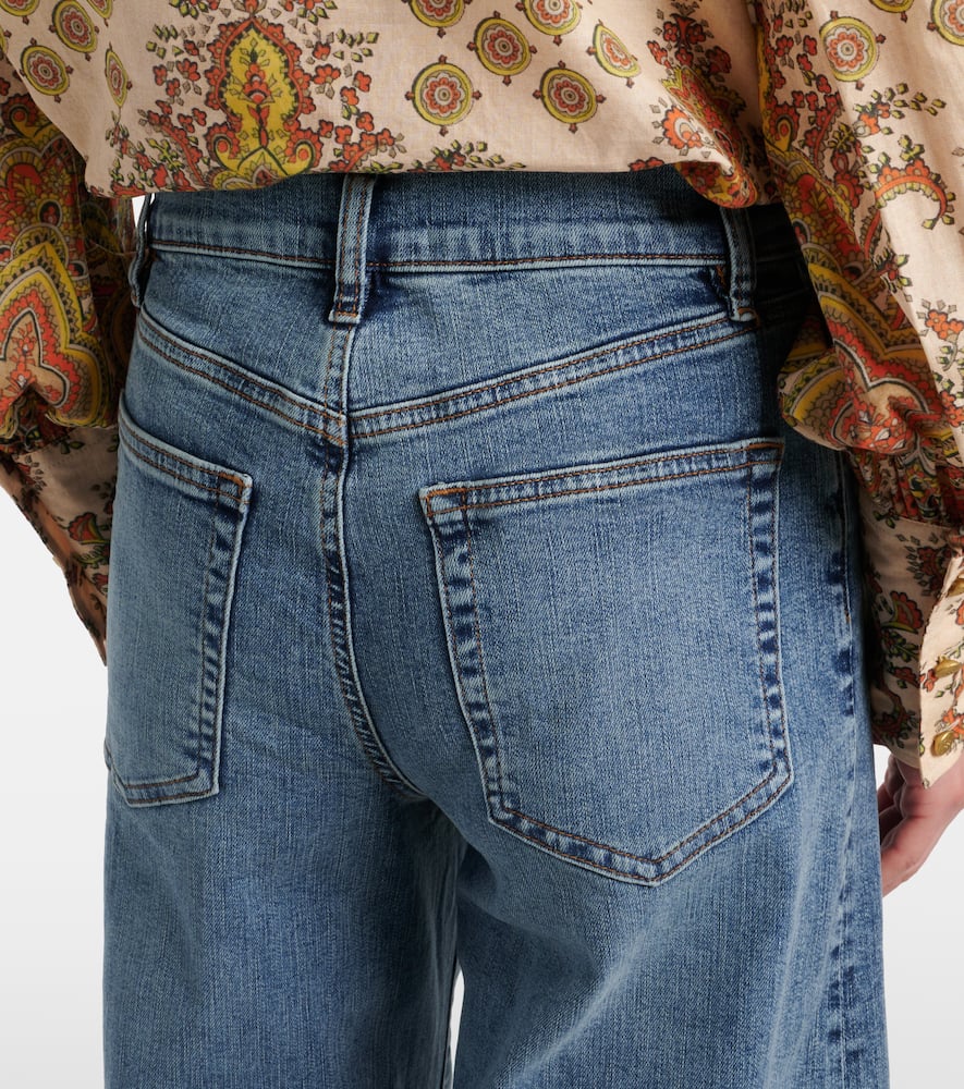 Frame Le Slim Palazzo Bardot Pocket Wide Leg Jeans In Blau
