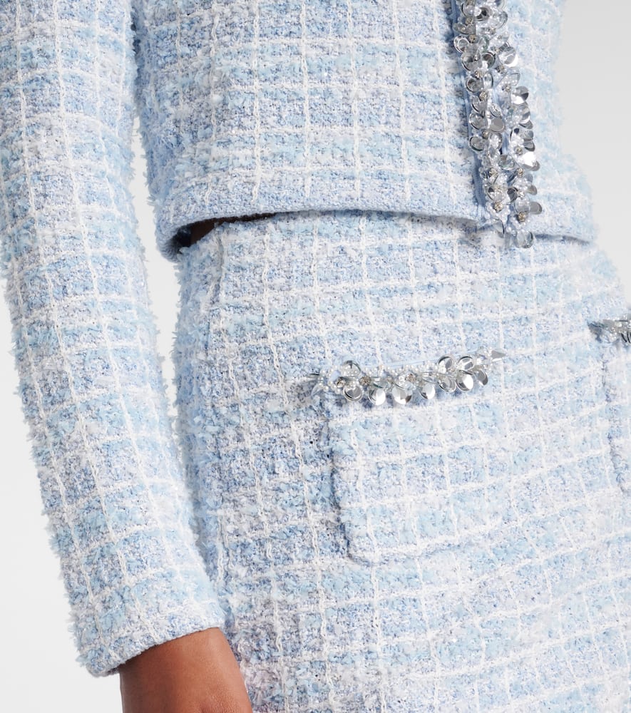 Self-portrait Embroidered Viscose Blend Cardigan In Blue