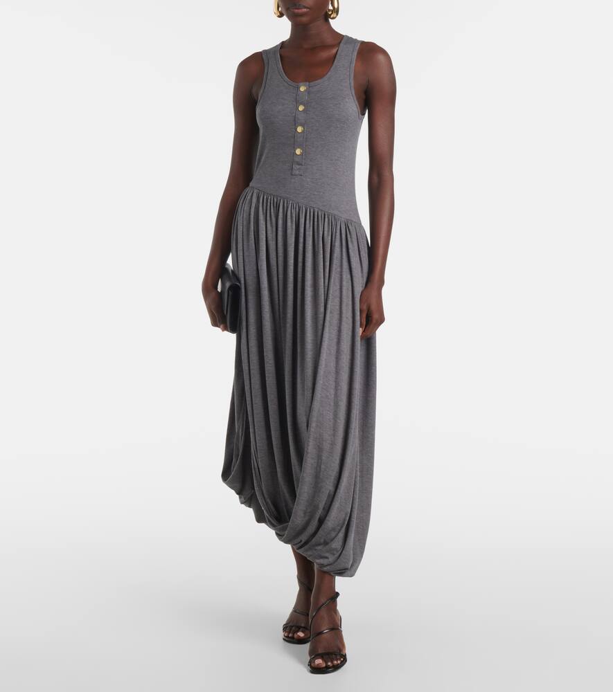 Xu Zhi Draped Jersey Midi Dress In Grey
