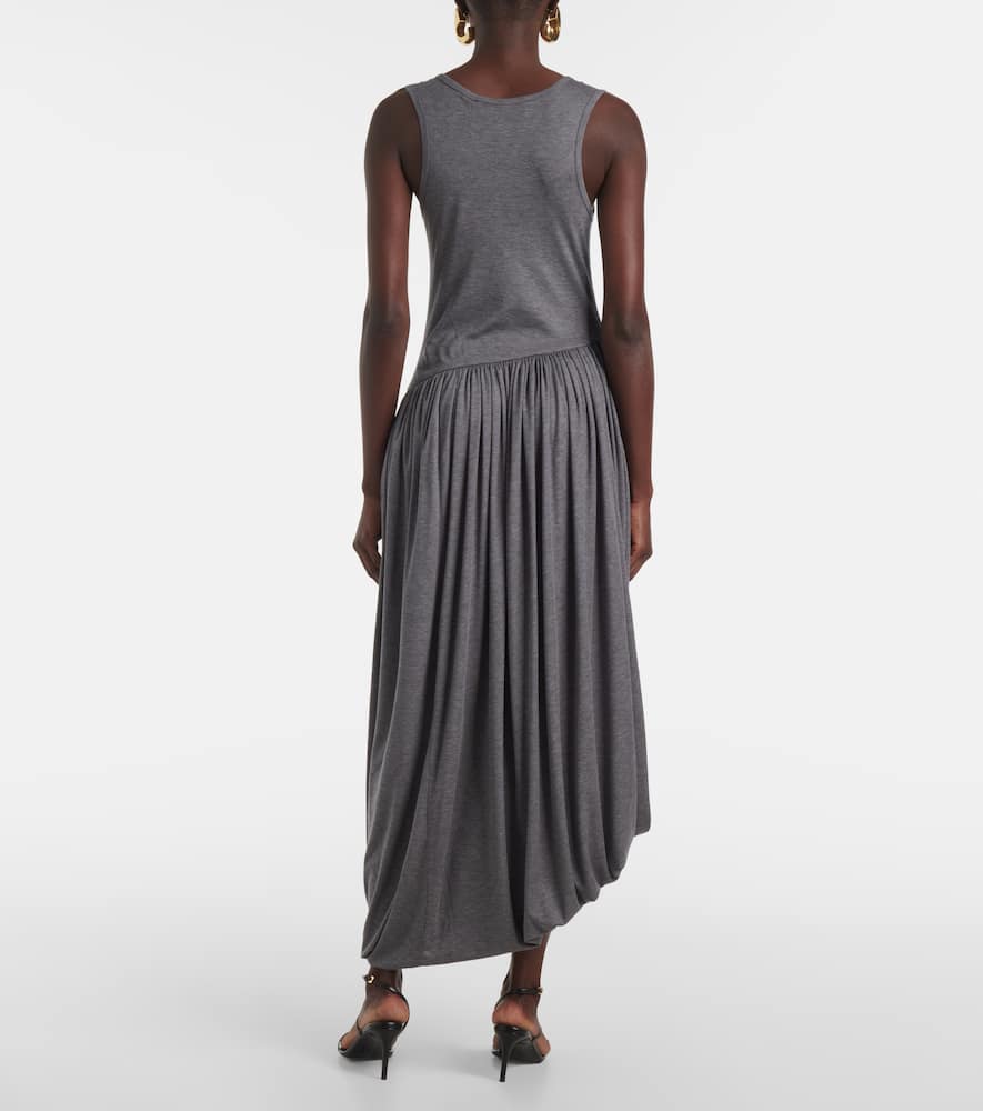 Xu Zhi Draped Jersey Midi Dress In Grey