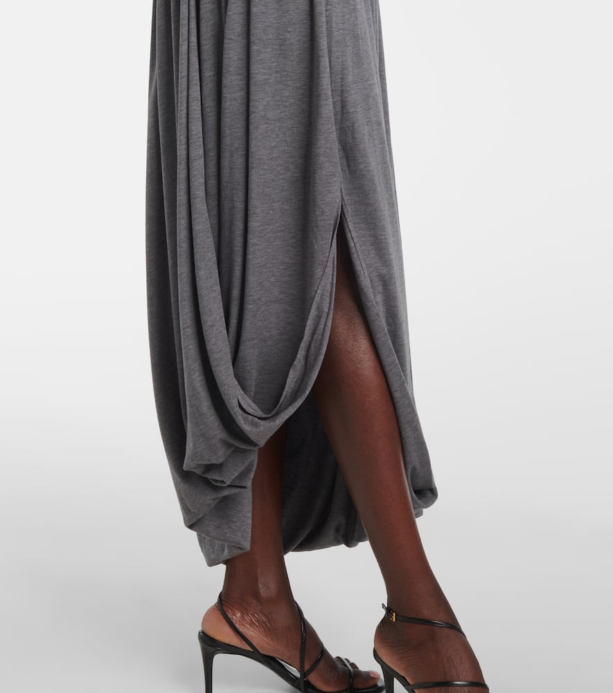 Xu Zhi Draped Jersey Midi Dress In Grey