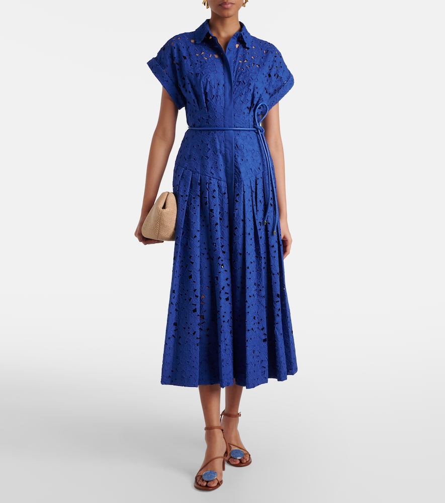 Rebecca Vallance Floral Cotton Lace Shirt Dress In Blue