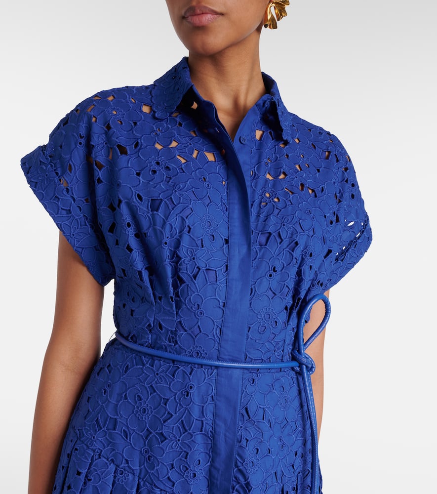 Rebecca Vallance Floral Cotton Lace Shirt Dress In Blue