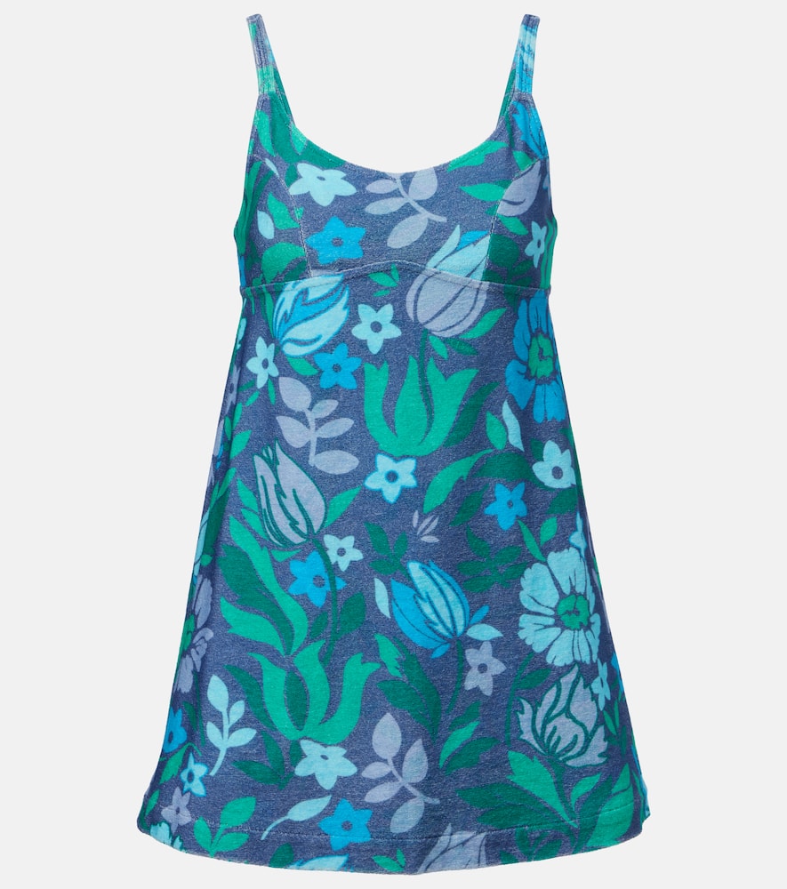 Chloé Printed Cotton-jersey Mini Dress In Blue