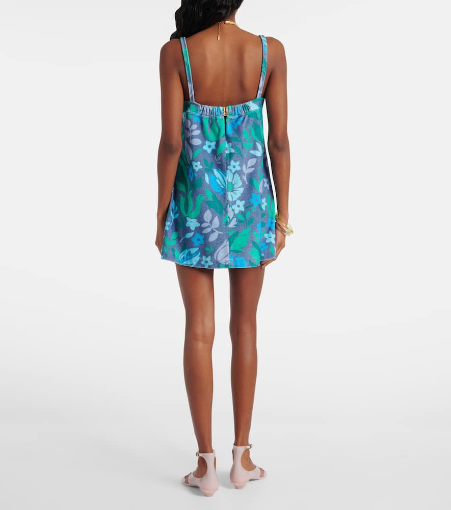 Chloé Printed Cotton-jersey Mini Dress In Blue