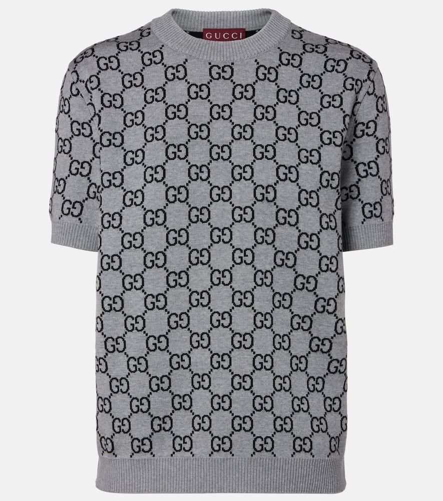 Gucci Women Reversible Wool Sweater With Gg Motif In Gray