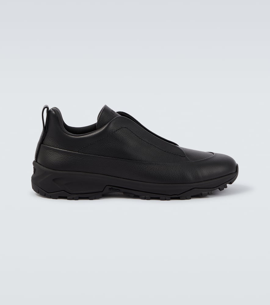 Zegna Monte Sneakers With Triple Stitching Design In Black