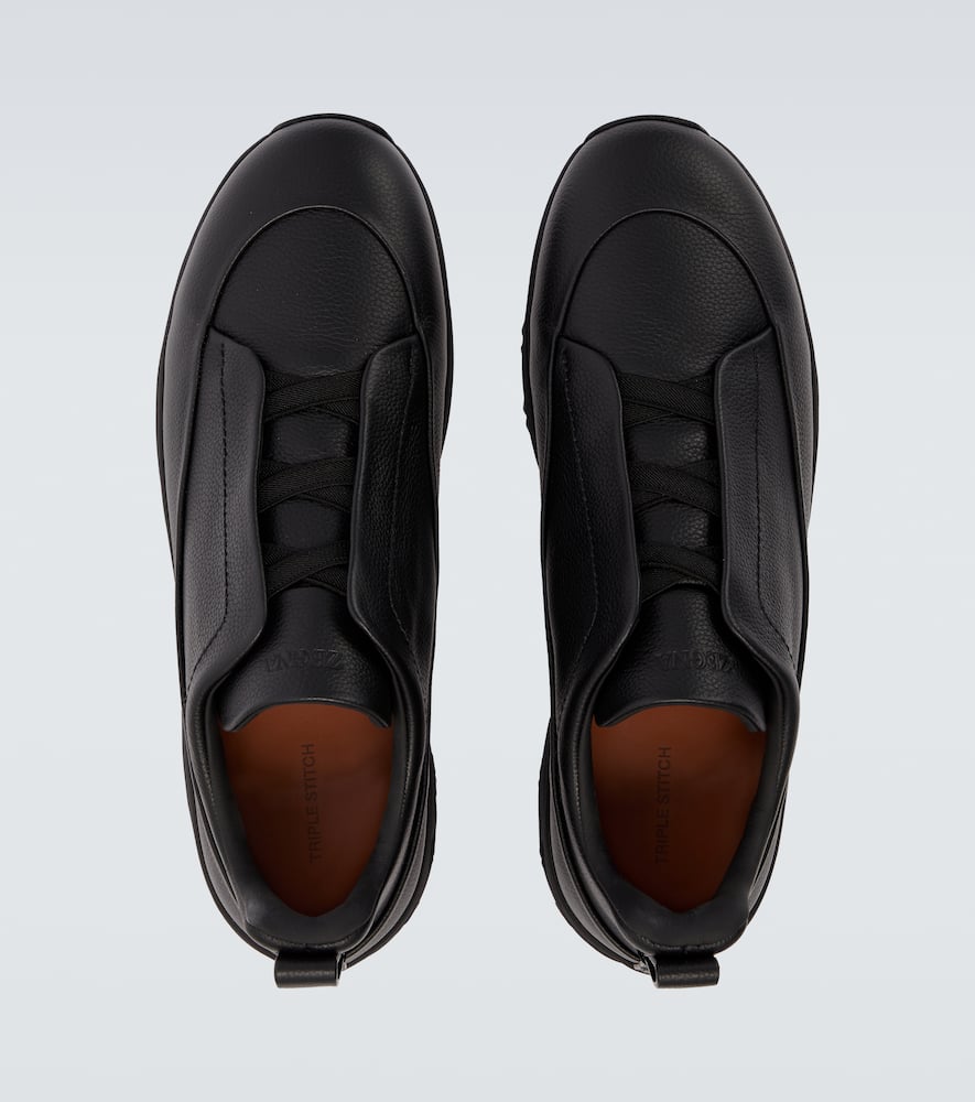 Zegna Monte Sneakers With Triple Stitching Design In Black