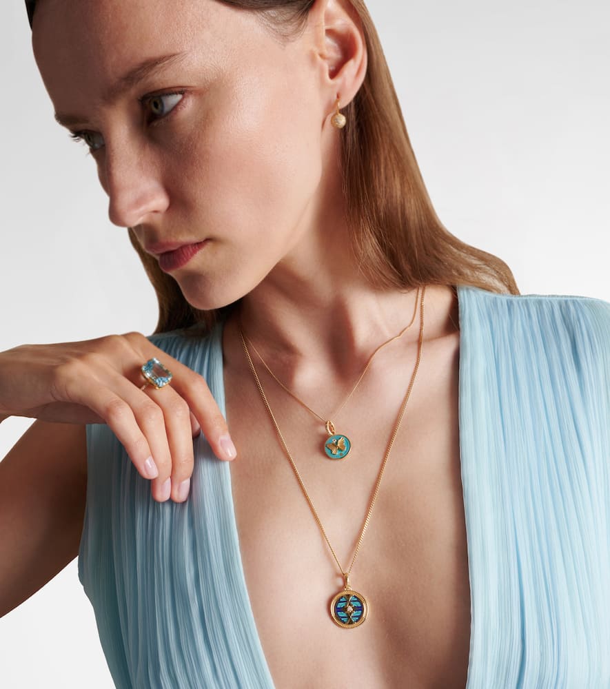 Foundrae Reverie Medium 18k Gold And Ceramic Pendant With Diamonds