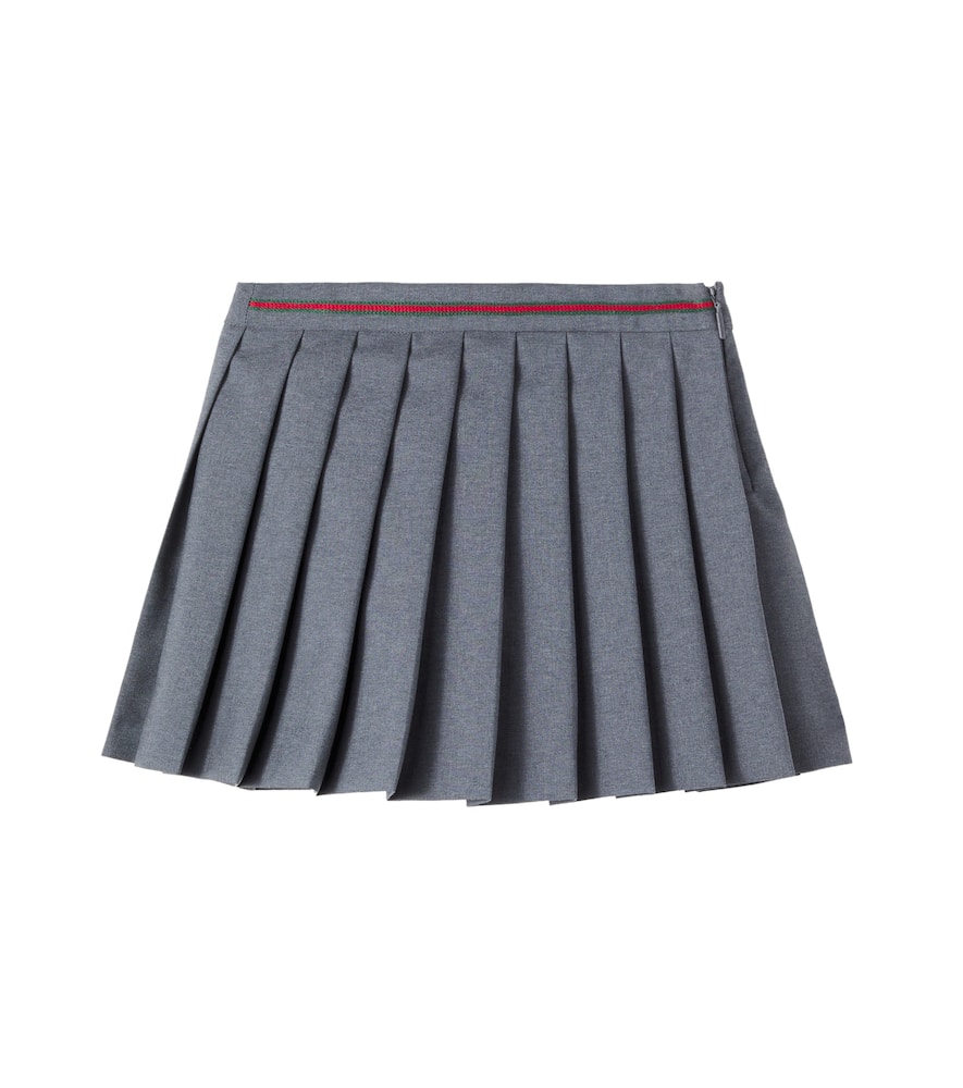 Gucci Pleated Wool Skirt In Gray