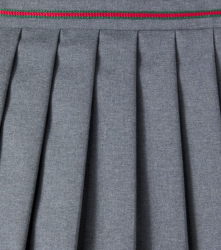 Gucci Pleated Wool Skirt In Gray