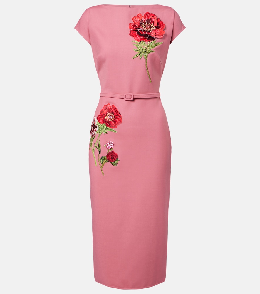 Oscar de la Renta Floral-appliqué midi dress