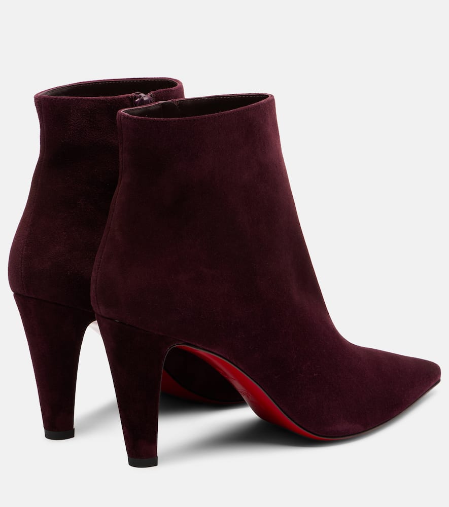 Christian Louboutin Suede Ankle Boots In Burgundy