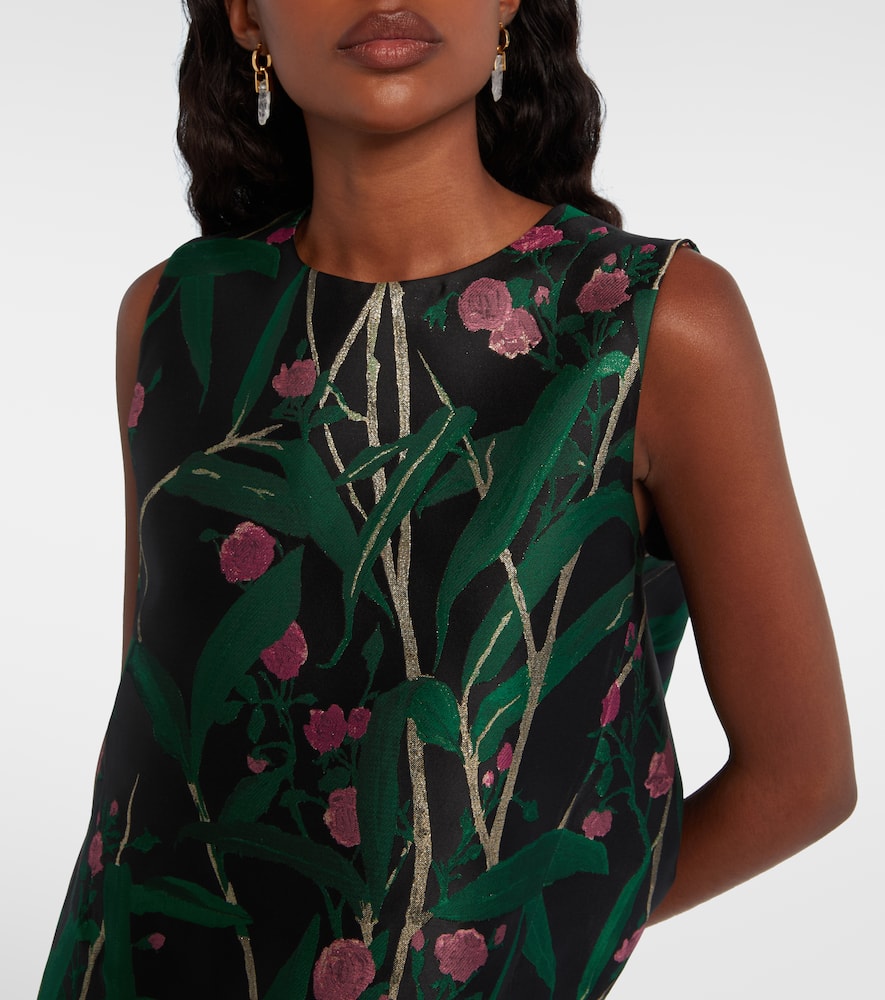 La Doublej La Scala Feather-trimmed Jacquard Top In Multi