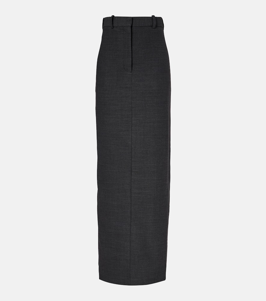 Acne Studios High-rise Wool-blend Maxi Skirt In Black