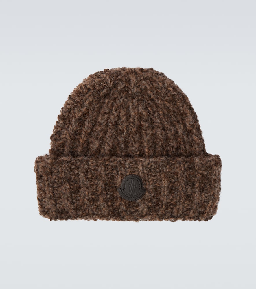 Moncler Logo Alpaca And Wool Beanie In Brown