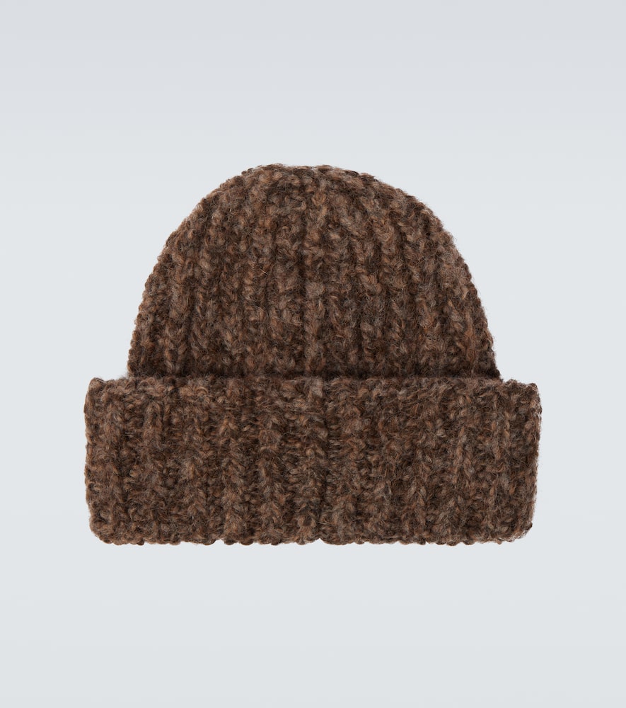 Moncler Logo Alpaca And Wool Beanie In Brown