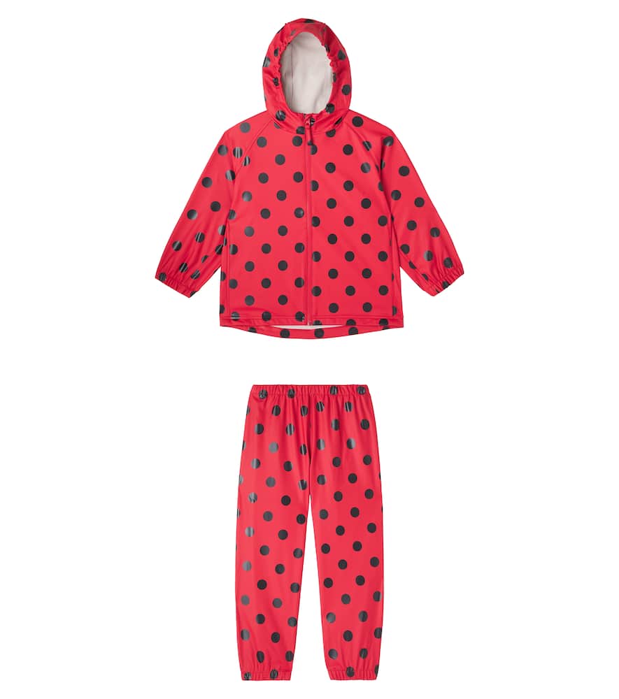 Konges Slojd Konges Sløjd Cinelle Polka-dot Raincoat And Rain Pants Set In Red