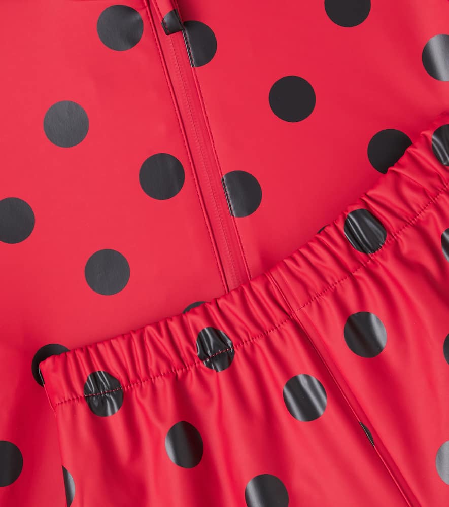 Konges Slojd Konges Sløjd Cinelle Polka-dot Raincoat And Rain Pants Set In Red