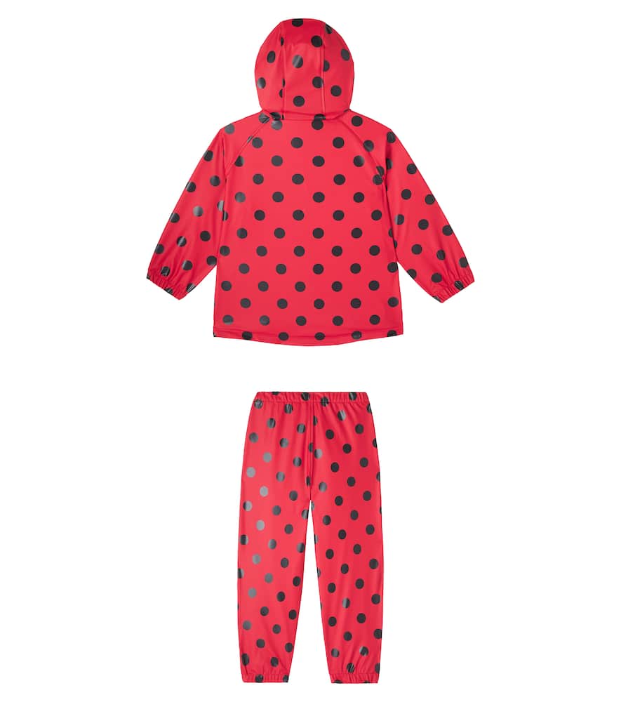 Konges Slojd Konges Sløjd Cinelle Polka-dot Raincoat And Rain Pants Set In Red