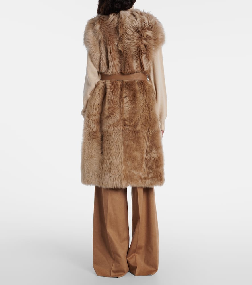 Yves Salomon Reversible Shearling Coat In Brown