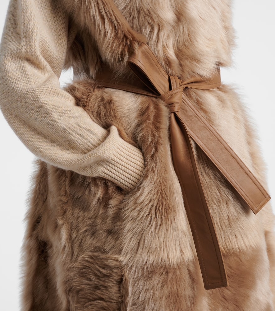 Yves Salomon Reversible Shearling Coat In Brown