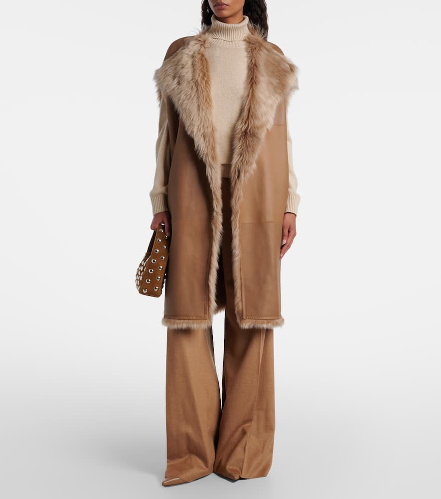 Yves Salomon Reversible Shearling Coat In Brown