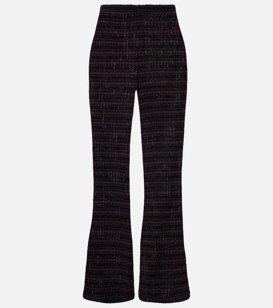 Veronica Beard Yadira Kick Knitted Flared Pants In Blue