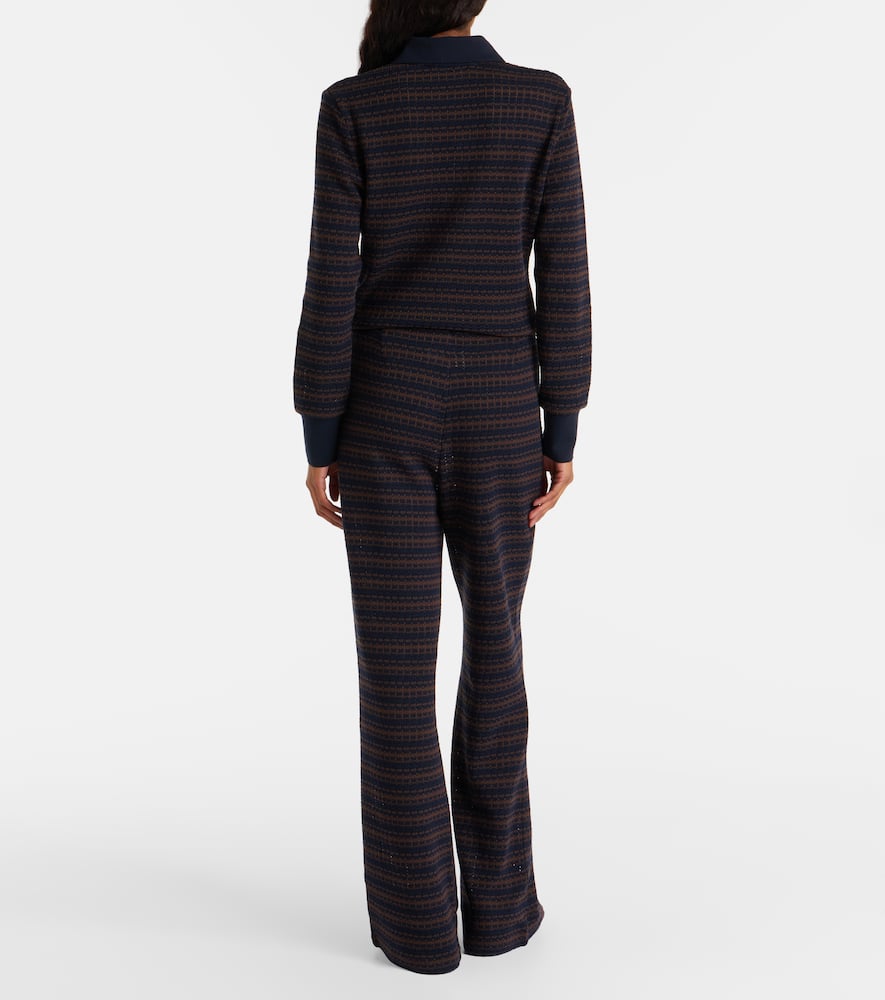 Veronica Beard Yadira Kick Knitted Flared Pants In Blue