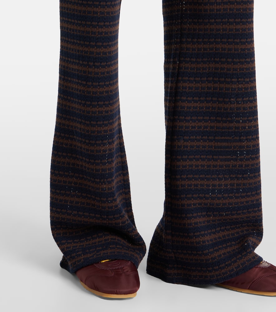 Veronica Beard Yadira Kick Knitted Flared Pants In Blue