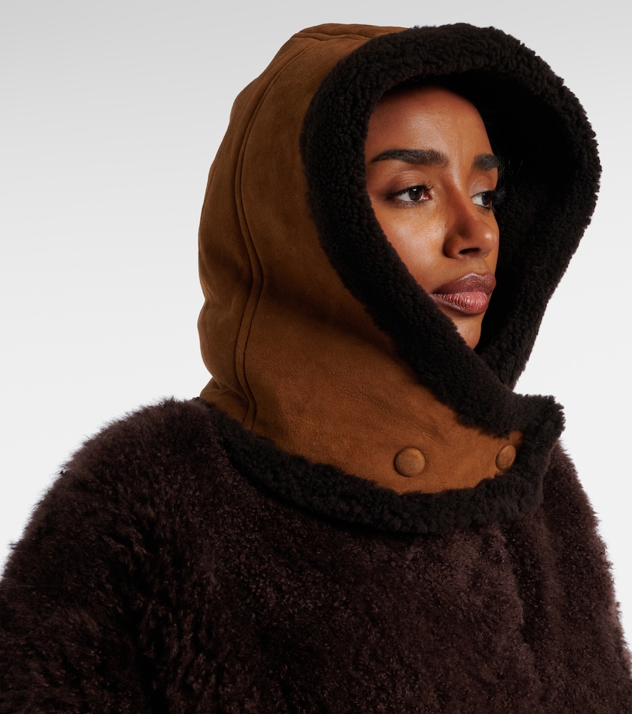 Yves Salomon Shearling-trimmed suede hood