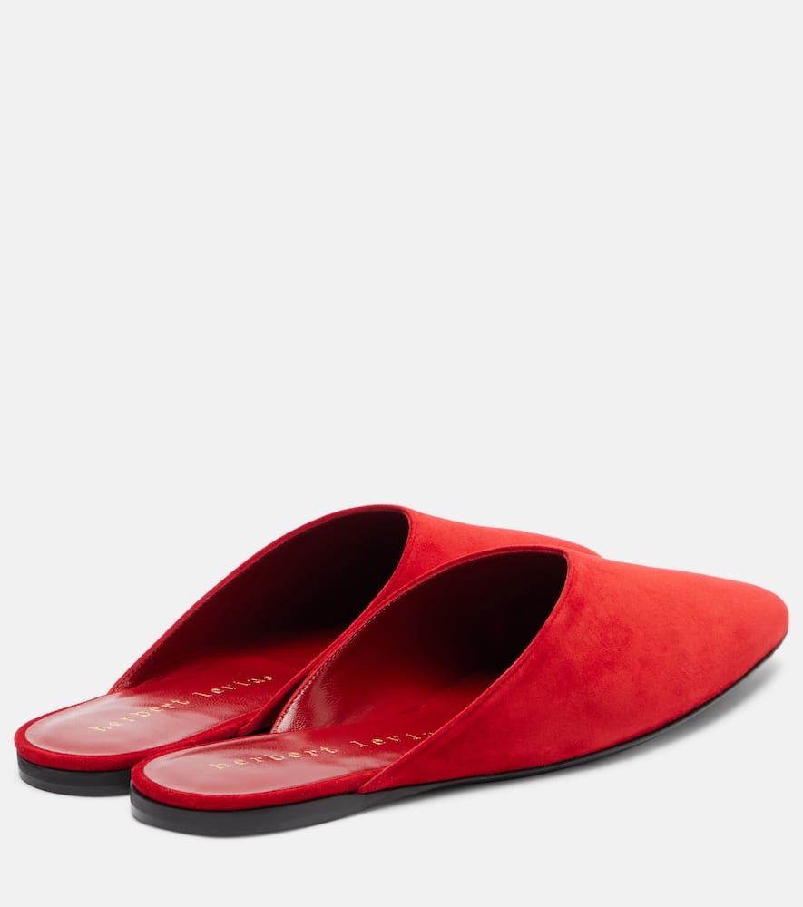 Herbert Levine Homebody Suede Mules In Red