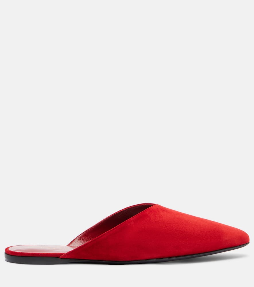 Herbert Levine Homebody Suede Mules In Red