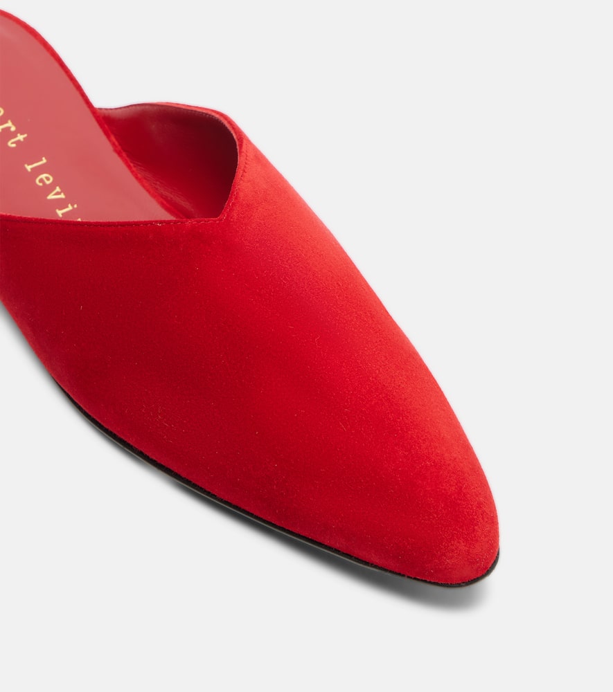 Herbert Levine Homebody Suede Mules In Red