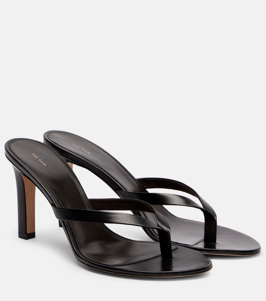 The Row Sacha Leather Thong Sandals In Black