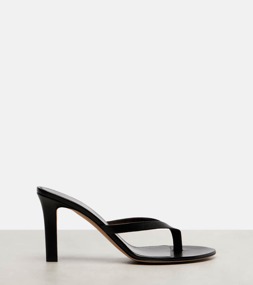 The Row Sacha Leather Thong Sandals In Black