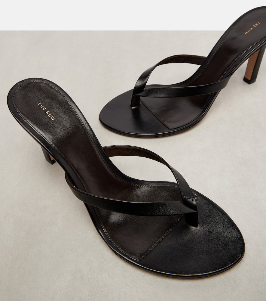 The Row Sacha Leather Thong Sandals In Black