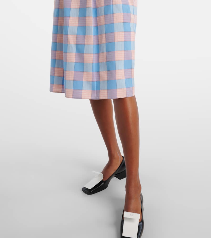 Prada Checked Cotton Poplin Midi Skirt In Pink
