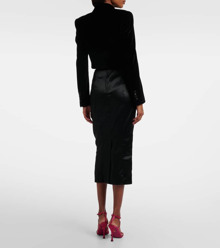 Dolce & Gabbana Cropped Cotton-blend Velvet Blazer In Black