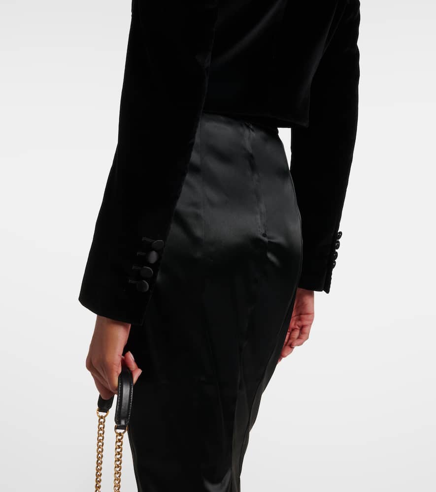 Dolce & Gabbana Cropped Cotton-blend Velvet Blazer In Black