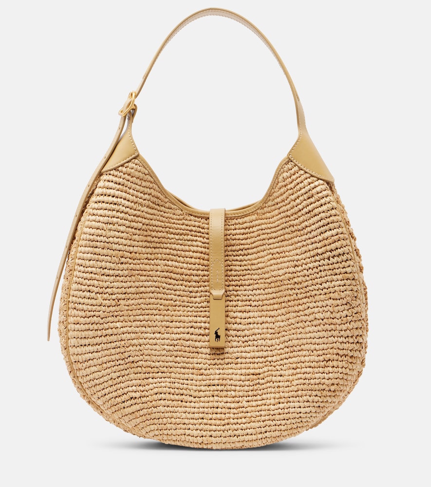 Polo Ralph Lauren Women's Beige Polo Id Large Leather-Trimmed Raffia Tote Bag - Mytheresa