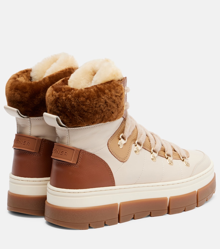  Bogner Bogner Vaduz Shearling-trimmed Leather Ankle Boots 