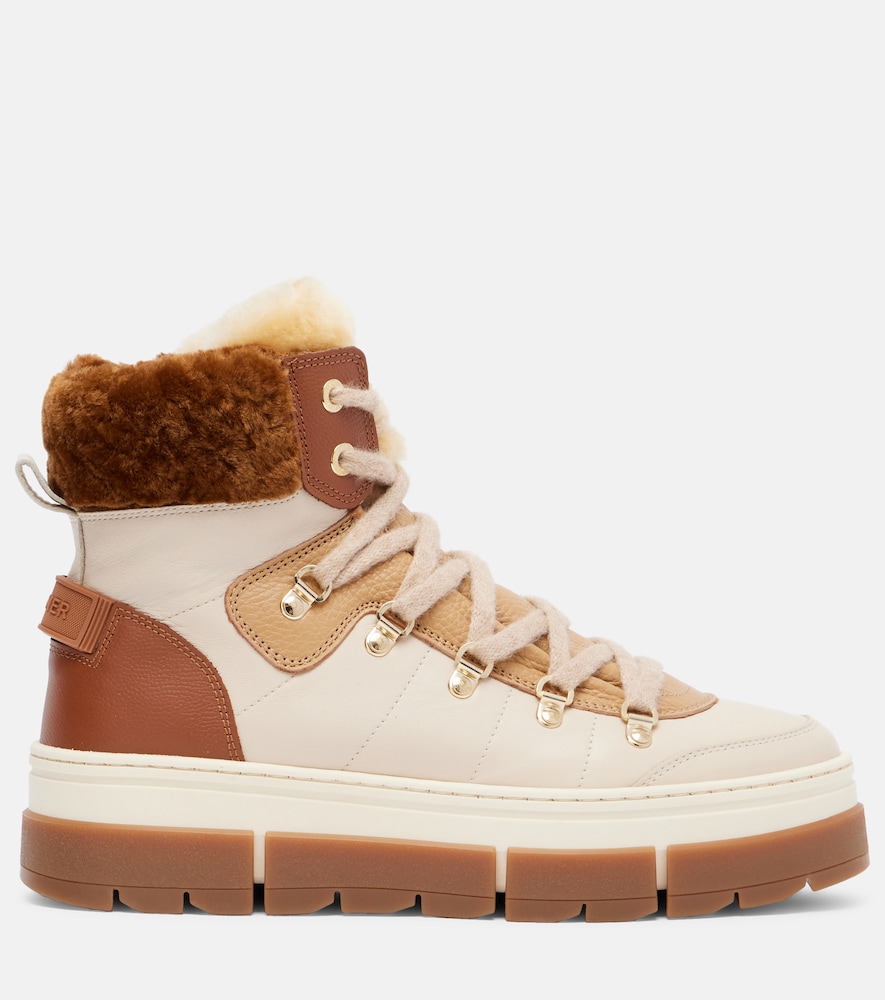  Bogner Bogner Vaduz Shearling-trimmed Leather Ankle Boots 