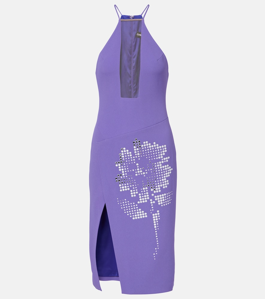 David Koma Asymmetric embellished floral midi dress